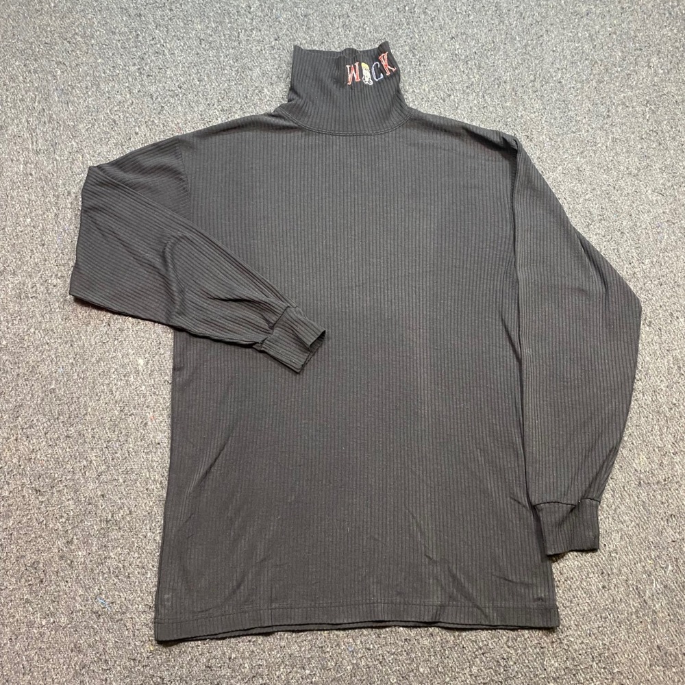 Mickey & Co Turtleneck Sz M Womens Black 90s Retro Ribbed Long Sleeve TShirt